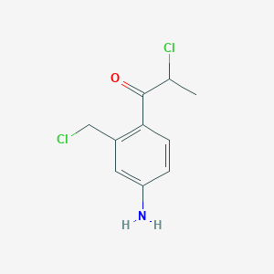 molecular formula C10H11Cl2NO B15383780 1-(4-Amino-2-(chloromethyl)phenyl)-2-chloropropan-1-one 