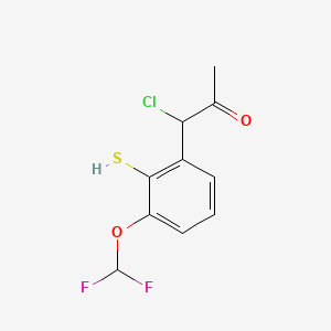 molecular formula C10H9ClF2O2S B15383788 1-Chloro-1-(3-(difluoromethoxy)-2-mercaptophenyl)propan-2-one 