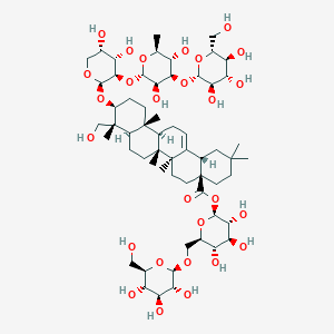 molecular formula C59H96O27 B15383790 [(2S,3R,4S,5S,6R)-3,4,5-trihydroxy-6-[[(2S,3R,4S,5S,6R)-3,4,5-trihydroxy-6-(hydroxymethyl)oxan-2-yl]oxymethyl]oxan-2-yl] (4aS,6aR,6aS,6bR,8aR,9R,10S,12aR,14bS)-10-[(2R,3R,4S,5S)-3-[(2S,3R,4R,5S,6S)-3,5-dihydroxy-6-methyl-4-[(2S,3R,4S,5S,6R)-3,4,5-trihydroxy-6-(hydroxymethyl)oxan-2-yl]oxyoxan-2-yl]oxy-4,5-dihydroxyoxan-2-yl]oxy-9-(hydroxymethyl)-2,2,6a,6b,9,12a-hexamethyl-1,3,4,5,6,6a,7,8,8a,10,11,12,13,14b-tetradecahydropicene-4a-carboxylate 