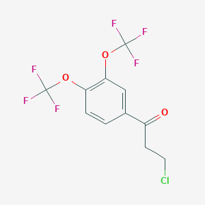 molecular formula C11H7ClF6O3 B15383820 1-(3,4-Bis(trifluoromethoxy)phenyl)-3-chloropropan-1-one 