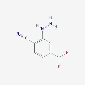 molecular formula C8H7F2N3 B15384613 1-(2-Cyano-5-(difluoromethyl)phenyl)hydrazine 