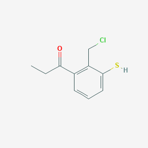 molecular formula C10H11ClOS B15384779 1-(2-(Chloromethyl)-3-mercaptophenyl)propan-1-one 