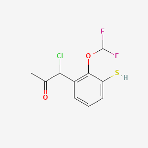 molecular formula C10H9ClF2O2S B15384887 1-Chloro-1-(2-(difluoromethoxy)-3-mercaptophenyl)propan-2-one 