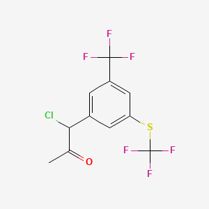 molecular formula C11H7ClF6OS B15384893 1-Chloro-1-(3-(trifluoromethyl)-5-(trifluoromethylthio)phenyl)propan-2-one 