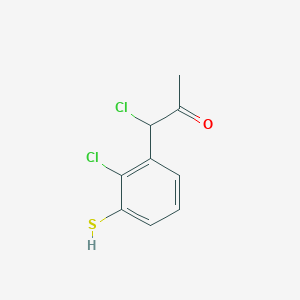 molecular formula C9H8Cl2OS B15385106 1-Chloro-1-(2-chloro-3-mercaptophenyl)propan-2-one 