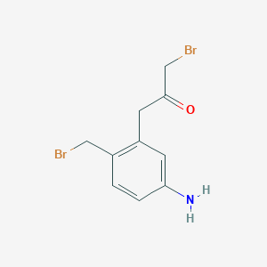 molecular formula C10H11Br2NO B15385217 1-(5-Amino-2-(bromomethyl)phenyl)-3-bromopropan-2-one 