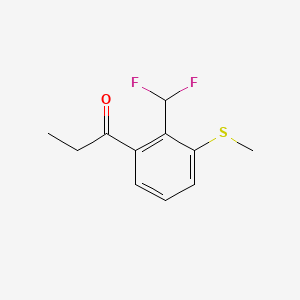 molecular formula C11H12F2OS B15385245 1-(2-(Difluoromethyl)-3-(methylthio)phenyl)propan-1-one 