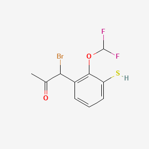 molecular formula C10H9BrF2O2S B15385257 1-Bromo-1-(2-(difluoromethoxy)-3-mercaptophenyl)propan-2-one 