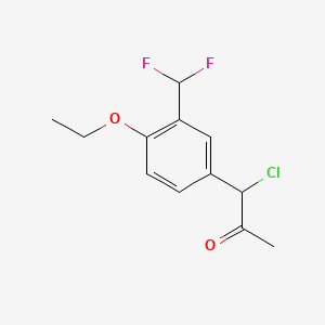 molecular formula C12H13ClF2O2 B15385266 1-Chloro-1-(3-(difluoromethyl)-4-ethoxyphenyl)propan-2-one 