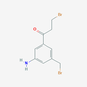 molecular formula C10H11Br2NO B15385290 1-(3-Amino-5-(bromomethyl)phenyl)-3-bromopropan-1-one 