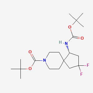 molecular formula C19H32F2N2O4 B15385345 (R)-tert-Butyl 1-((tert-butoxycarbonyl)amino)-3,3-difluoro-8-azaspiro[4.5]decane-8-carboxylate 