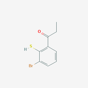 molecular formula C9H9BrOS B15385536 1-(3-Bromo-2-mercaptophenyl)propan-1-one 