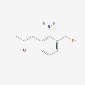 molecular formula C10H12BrNO B15385547 1-(2-Amino-3-(bromomethyl)phenyl)propan-2-one 