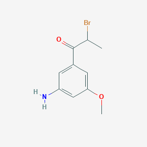 molecular formula C10H12BrNO2 B15385577 1-(3-Amino-5-methoxyphenyl)-2-bromopropan-1-one 