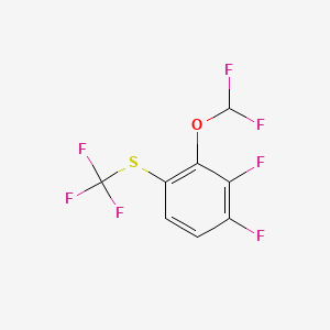 molecular formula C8H3F7OS B15385602 1,2-Difluoro-3-difluoromethoxy-4-(trifluoromethylthio)benzene 