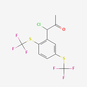 molecular formula C11H7ClF6OS2 B15385702 1-(2,5-Bis(trifluoromethylthio)phenyl)-1-chloropropan-2-one 