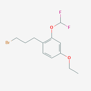 molecular formula C12H15BrF2O2 B15385718 1-(3-Bromopropyl)-2-(difluoromethoxy)-4-ethoxybenzene 