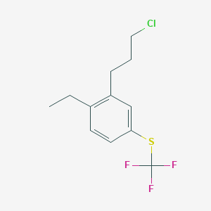 molecular formula C12H14ClF3S B15386408 1-(3-Chloropropyl)-2-ethyl-5-(trifluoromethylthio)benzene 