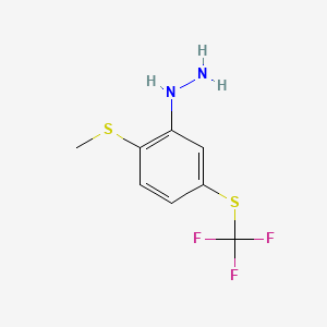 molecular formula C8H9F3N2S2 B15387572 1-(2-(Methylthio)-5-(trifluoromethylthio)phenyl)hydrazine 