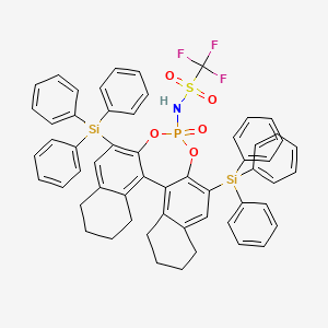 molecular formula C57H49F3NO5PSSi2 B15388367 1,1,1-trifluoro-N-[13-oxo-10,16-bis(triphenylsilyl)-12,14-dioxa-13λ5-phosphapentacyclo[13.8.0.02,11.03,8.018,23]tricosa-1(23),2,8,10,15,17-hexaen-13-yl]methanesulfonamide 