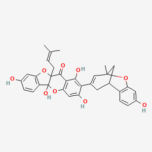 11H-Benzofuro(3,2-b)(1)benzopyran-11-one, 2-(5,6-dihydro-9-hydroxy-2-methyl-2,6-methano-2H-1-benzoxocin-4-yl)-5a,10a-dihydro-1,3,5a,8-tetrahydroxy-10a-(3-methyl-2-butenyl)-