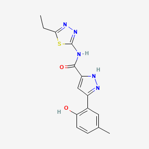 N-(5-ethyl-1,3,4-thiadiazol-2-yl)-5-(2-hydroxy-5-methylphenyl)-1H-pyrazole-3-carboxamide