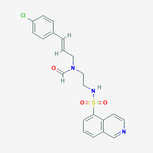 molecular formula C21H20ClN3O3S B153891 N-(2-(N-甲酰基-N-(3-(4-氯苯基)-2-丙烯基)氨基)乙基)-5-异喹啉磺酰胺 CAS No. 130964-32-8