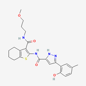 5-(2-hydroxy-5-methylphenyl)-N-{3-[(3-methoxypropyl)carbamoyl]-4,5,6,7-tetrahydro-1-benzothiophen-2-yl}-1H-pyrazole-3-carboxamide