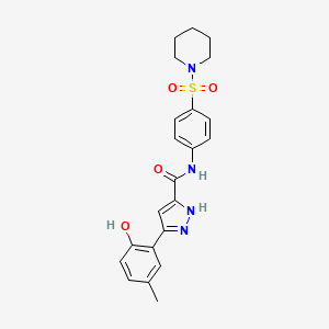 5-(2-hydroxy-5-methylphenyl)-N-[4-(piperidin-1-ylsulfonyl)phenyl]-1H-pyrazole-3-carboxamide