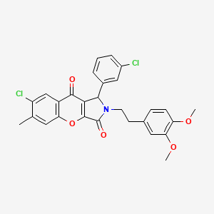 7-Chloro-1-(3-chlorophenyl)-2-[2-(3,4-dimethoxyphenyl)ethyl]-6-methyl-1,2-dihydrochromeno[2,3-c]pyrrole-3,9-dione