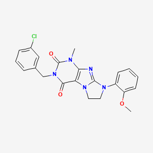 molecular formula C22H20ClN5O3 B15389811 3-(3-chlorobenzyl)-8-(2-methoxyphenyl)-1-methyl-7,8-dihydro-1H-imidazo[2,1-f]purine-2,4(3H,6H)-dione 