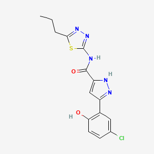 5-(5-chloro-2-hydroxyphenyl)-N-(5-propyl-1,3,4-thiadiazol-2-yl)-1H-pyrazole-3-carboxamide