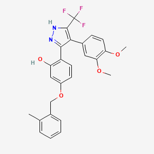 2-[4-(3,4-dimethoxyphenyl)-3-(trifluoromethyl)-1H-pyrazol-5-yl]-5-[(2-methylbenzyl)oxy]phenol