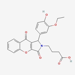 molecular formula C23H21NO7 B15390570 4-[1-(3-ethoxy-4-hydroxyphenyl)-3,9-dioxo-3,9-dihydrochromeno[2,3-c]pyrrol-2(1H)-yl]butanoic acid 