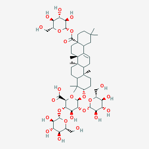 (2S,3S,4S,5R,6R)-6-[[(3S,6aR,6bS,8aS,14bR)-4,4,6a,6b,11,11,14b-heptamethyl-8a-[(2S,3R,4S,5S,6R)-3,4,5-trihydroxy-6-(hydroxymethyl)oxan-2-yl]oxycarbonyl-1,2,3,4a,5,6,7,8,9,10,12,12a,14,14a-tetradecahydropicen-3-yl]oxy]-4-hydroxy-3,5-bis[[(2S,3R,4S,5S,6R)-3,4,5-trihydroxy-6-(hydroxymethyl)oxan-2-yl]oxy]oxane-2-carboxylic acid