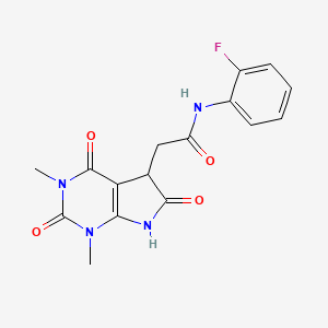 2-(1,3-dimethyl-2,4,6-trioxo-2,3,4,5,6,7-hexahydro-1H-pyrrolo[2,3-d]pyrimidin-5-yl)-N-(2-fluorophenyl)acetamide