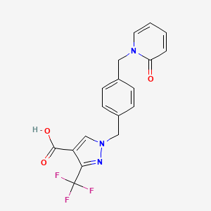 1-({4-[(2-Oxopyridin-1-yl)methyl]phenyl}methyl)-3-(trifluoromethyl)pyrazole-4-carboxylic acid