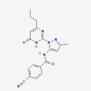 4-cyano-N-(3-methyl-1-(6-oxo-4-propyl-1,6-dihydropyrimidin-2-yl)-1H-pyrazol-5-yl)benzamide