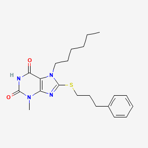 7-hexyl-3-methyl-8-[(3-phenylpropyl)sulfanyl]-3,7-dihydro-1H-purine-2,6-dione