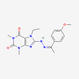 molecular formula C18H22N6O3 B15391014 7-ethyl-8-{(2Z)-2-[1-(4-methoxyphenyl)ethylidene]hydrazinyl}-1,3-dimethyl-3,7-dihydro-1H-purine-2,6-dione 