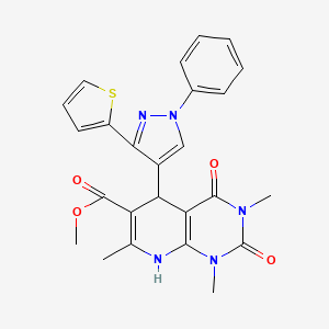 methyl 1,3,7-trimethyl-2,4-dioxo-5-[1-phenyl-3-(thiophen-2-yl)-1H-pyrazol-4-yl]-1,2,3,4,5,8-hexahydropyrido[2,3-d]pyrimidine-6-carboxylate