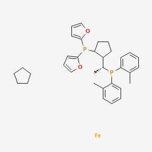 [(1R)-1-[2-[bis(furan-2-yl)phosphanyl]cyclopentyl]ethyl]-bis(2-methylphenyl)phosphane;cyclopentane;iron