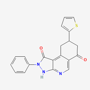 2-phenyl-8-(thiophen-2-yl)-2,3,8,9-tetrahydro-1H-pyrazolo[3,4-c]isoquinoline-1,6(7H)-dione