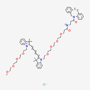 molecular formula C63H79ClN4O10 B15391745 N-[3-(2-azatricyclo[10.4.0.04,9]hexadeca-1(16),4,6,8,12,14-hexaen-10-yn-2-yl)-3-oxopropyl]-3-[2-[2-[2-[2-[2-[5-[1-[2-[2-[2-(2-methoxyethoxy)ethoxy]ethoxy]ethyl]-3,3-dimethylindol-1-ium-2-yl]penta-2,4-dienylidene]-3,3-dimethylindol-1-yl]ethoxy]ethoxy]ethoxy]ethoxy]propanamide;chloride 