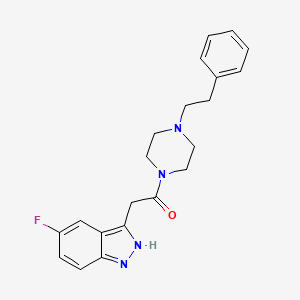 molecular formula C21H23FN4O B15391958 2-(5-fluoro-1H-indazol-3-yl)-1-(4-phenethylpiperazin-1-yl)ethanone 