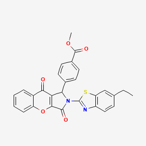 molecular formula C28H20N2O5S B15392020 Methyl 4-[2-(6-ethyl-1,3-benzothiazol-2-yl)-3,9-dioxo-1,2,3,9-tetrahydrochromeno[2,3-c]pyrrol-1-yl]benzoate 