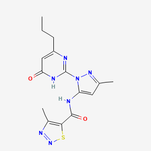 4-methyl-N-(3-methyl-1-(6-oxo-4-propyl-1,6-dihydropyrimidin-2-yl)-1H-pyrazol-5-yl)-1,2,3-thiadiazole-5-carboxamide