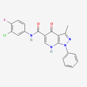 N-(3-chloro-4-fluorophenyl)-3-methyl-4-oxo-1-phenyl-4,7-dihydro-1H-pyrazolo[3,4-b]pyridine-5-carboxamide