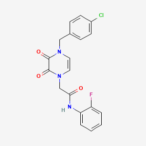 2-[4-[(4-chlorophenyl)methyl]-2,3-dioxopyrazin-1-yl]-N-(2-fluorophenyl)acetamide