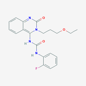 molecular formula C20H21FN4O3 B15392156 (E)-1-(3-(3-ethoxypropyl)-2-oxo-2,3-dihydroquinazolin-4(1H)-ylidene)-3-(2-fluorophenyl)urea 